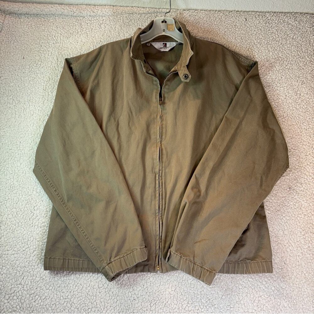 VTG Norsport Khaki Cotton Harrington Jacket 80s Made in Singapore Large Workwear